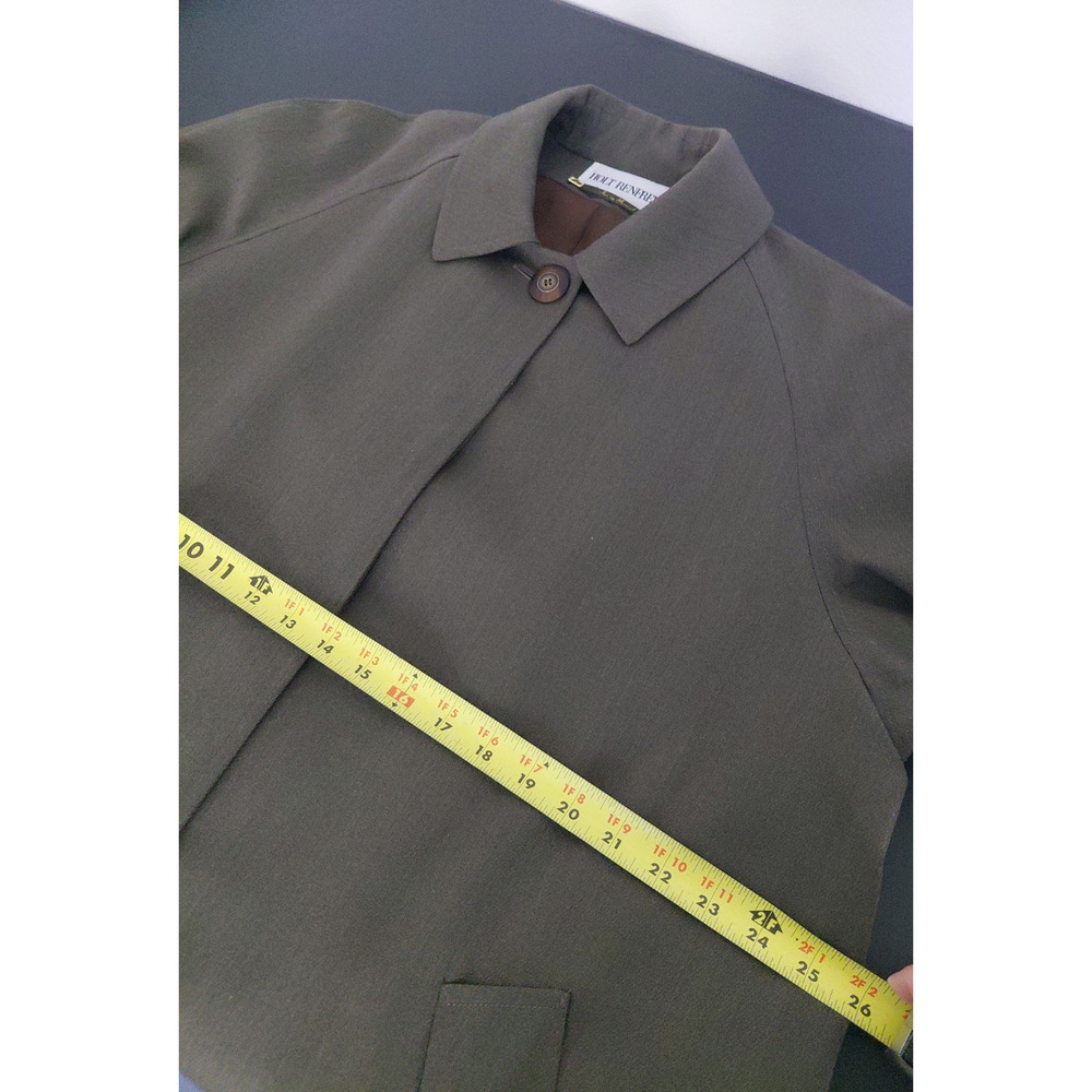 VTG Holt Renfrew "Samuel" Women Overcoat Green 12 Elevated Clean Closure Wool - Picture 12 of 13